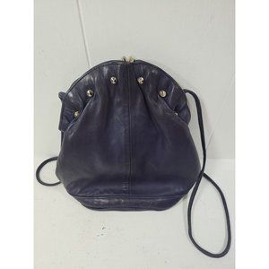 Ande Vintage Purple Leather Crossbody Shoulder Grommet Shell Top Latch Top